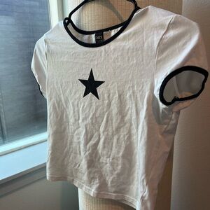 White T-Shirt with Black Star Design